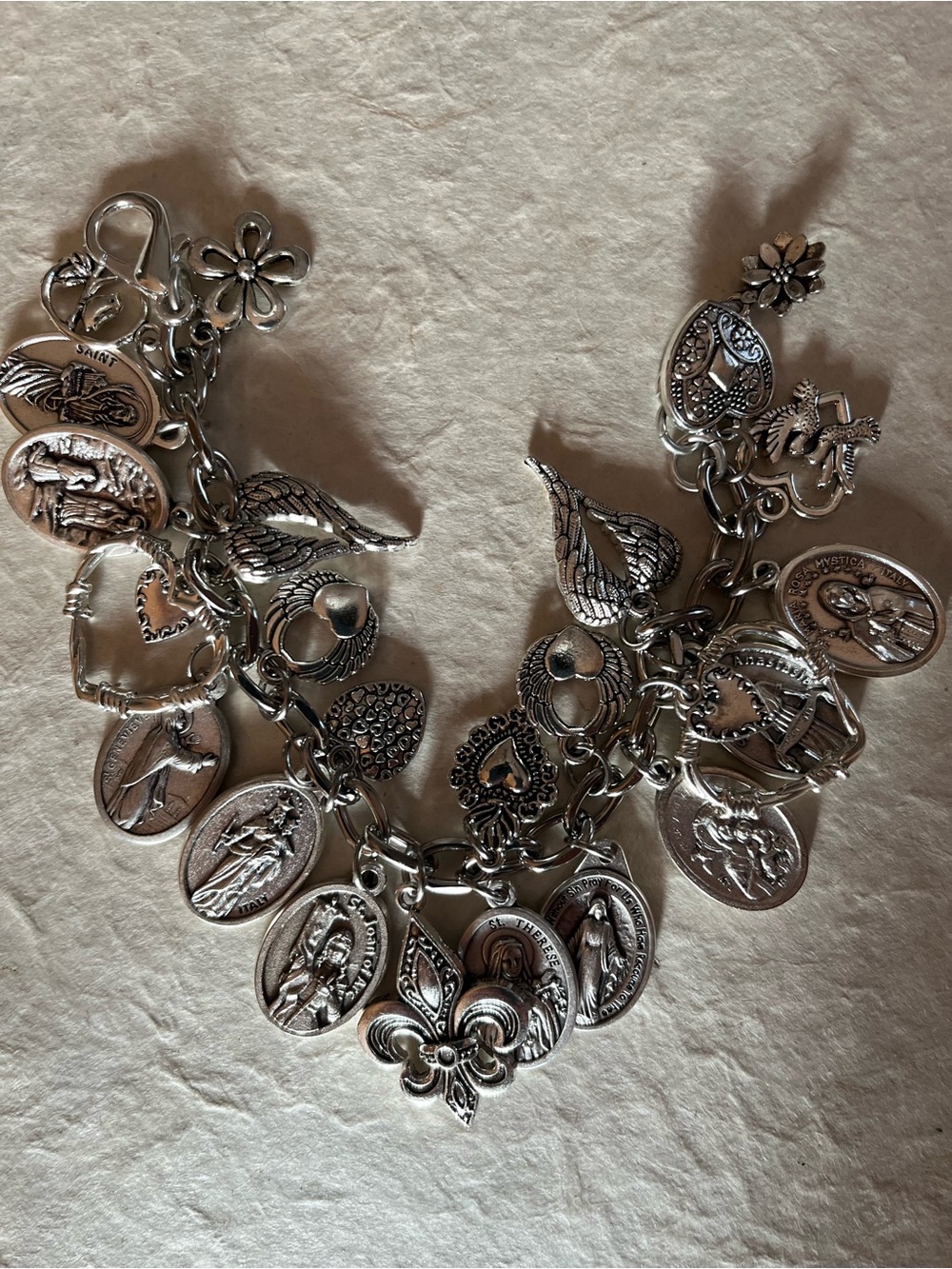 Saints & Hearts Charm Bracelet/Saints, Joan of Arc, Medals  Heart Charm Bracelet